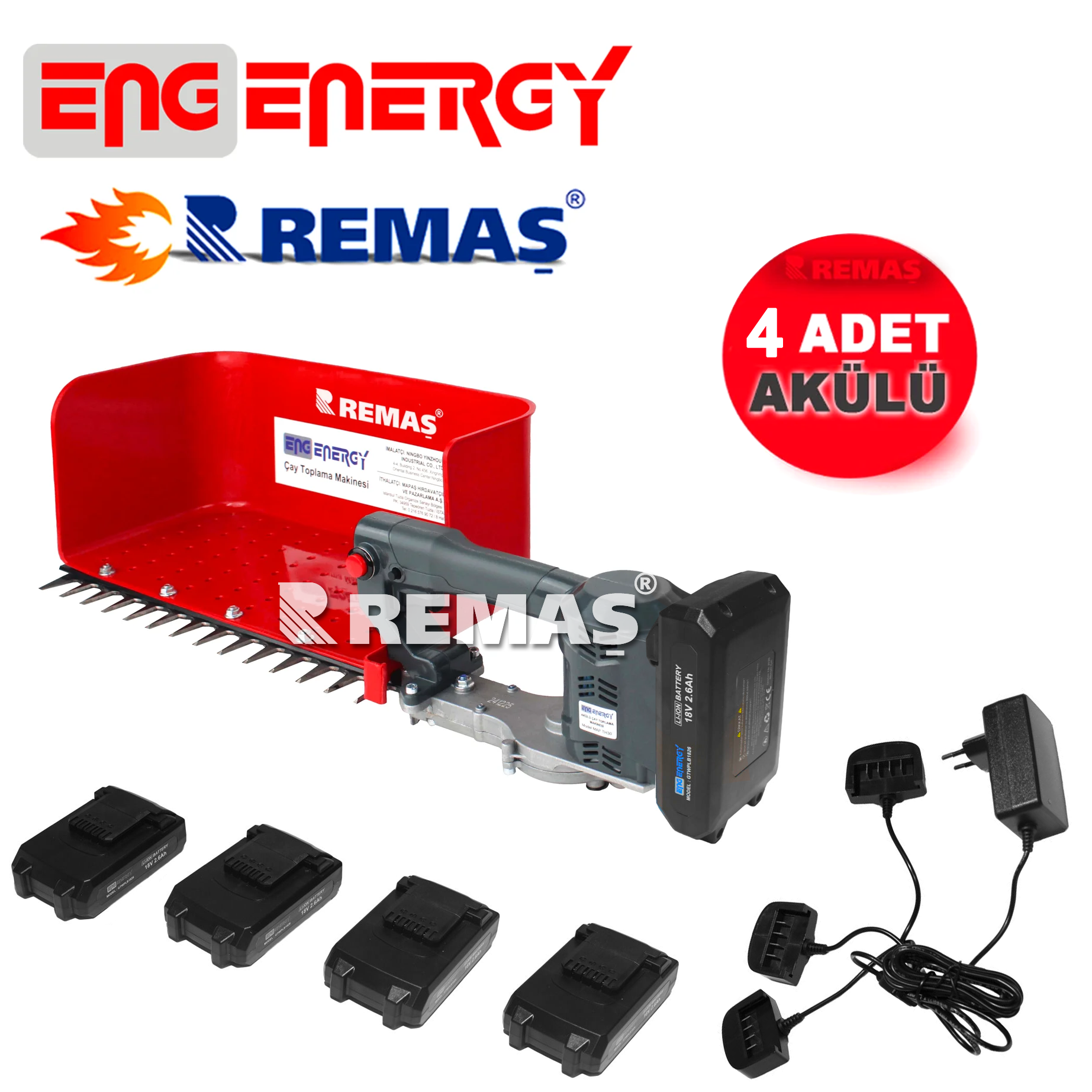 Energy MAP TH-30 Şarjlı 4 Akülü Sepetli Çay Toplama Makinesi