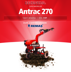 Antrac 270 Tekerlekli 3 ileri + 1 geri Şanzımanlı 9 HP GX270 Motorlu Benzinli Çapa Makinesi