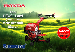 Antrac 270 Tekerlekli 3 ileri + 1 geri Şanzımanlı 9 HP GX270 Motorlu Benzinli Çapa Makinesi