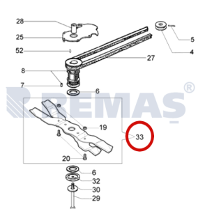 Bıçak 53 cm ÇİFT OLEOMAC LUX53 - LUX55TBD - EFCO MR55 - MR534 Çim Biçme Makineleri