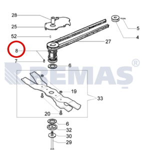 Bıçak Adaptörü - Göbeği OLEOMAC LUX55TBD - EFCO MR55 Çiftli Bıçak Çim Biçme Makineleri