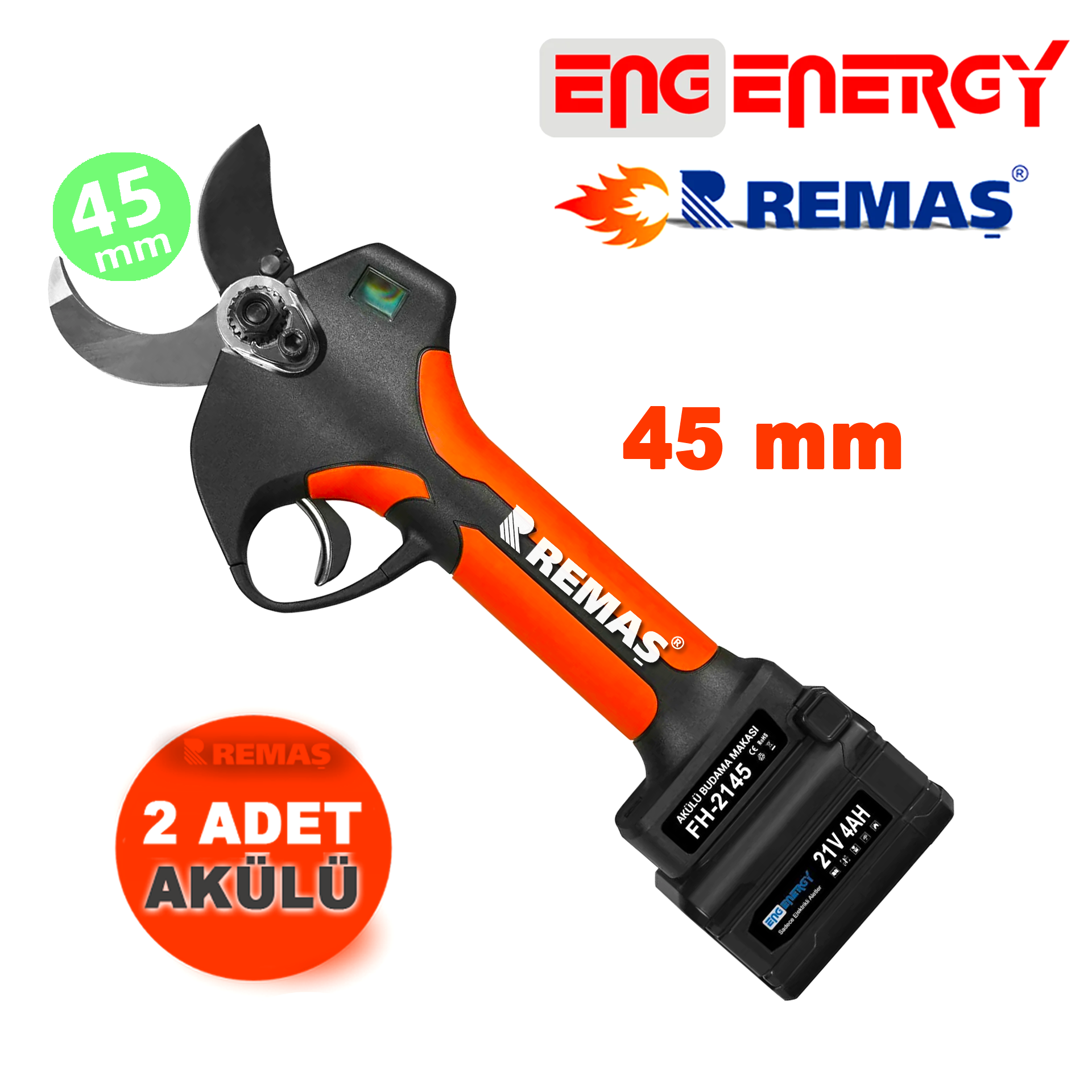 Energy FH-2145 Çift Akülü Sensörlü 45 mm Dal Budama Makası