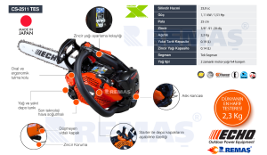 Echo CS 2511 TES Japon 1.51 HP Dal Budama Benzinli Motorlu Testere
