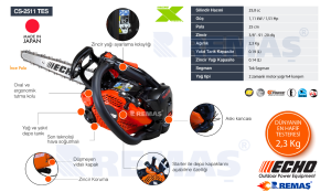 Echo CS2511 TES-C İnce Pala 1.51 HP Dal Budama Benzinli Motorlu Testere