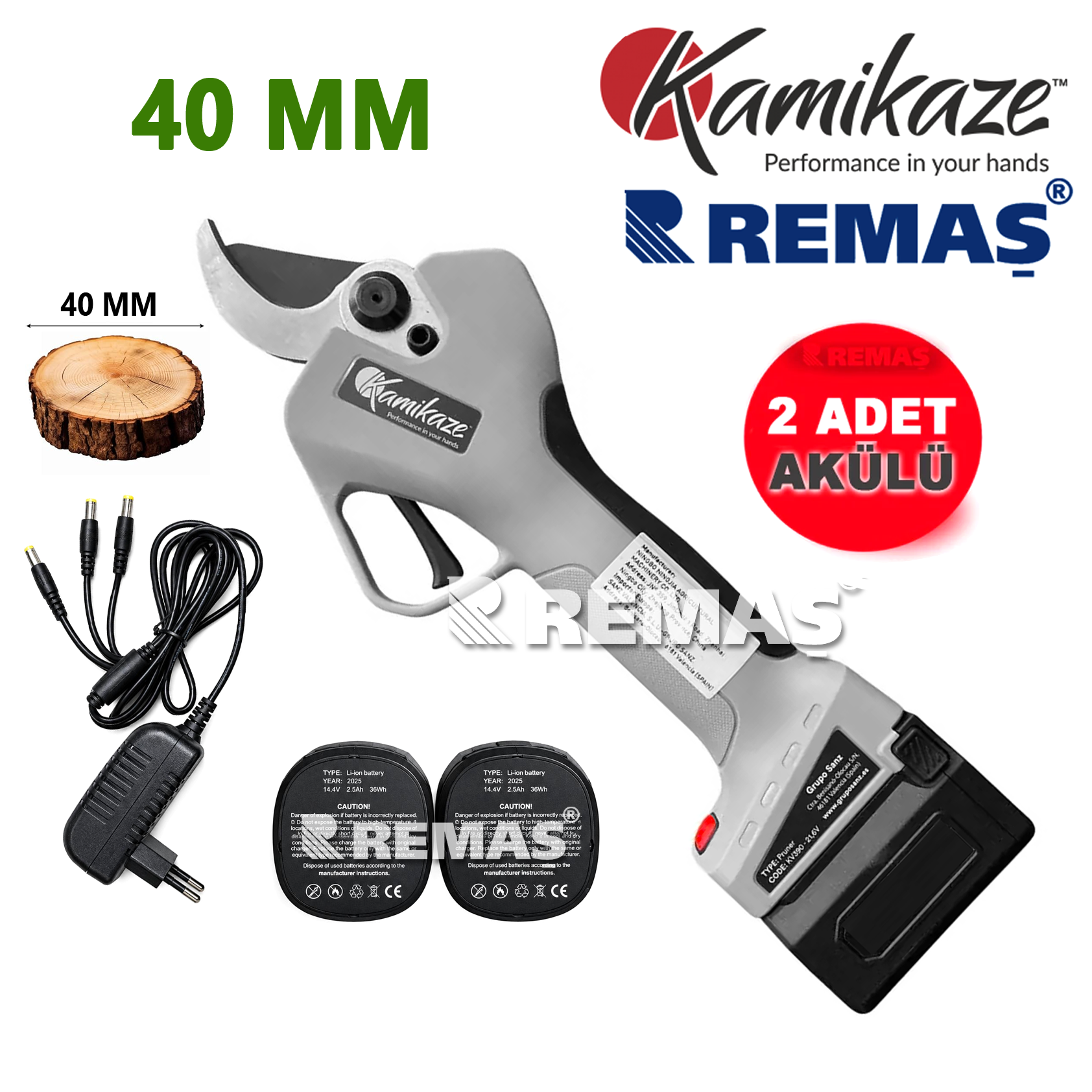 Kamikaze KV-390 Şarjlı Çift Akülü 40 mm Budama Makası