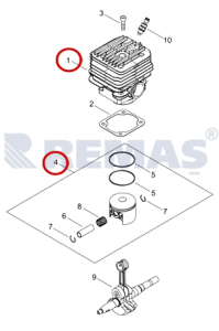 Silindir Piston Segman Set ECHO CSG-7410 Benzinli Taş Beton Kesme Makinesi