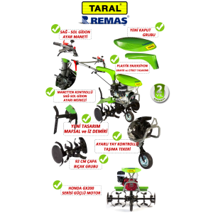 Taral 210 M GX200 Honda Motorlu 2+1 Şanzımanlı Benzinli Çapa Makinesi