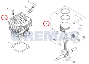 Silindir Piston Segman Set 44 mm ECHO CS501 SX Testereler