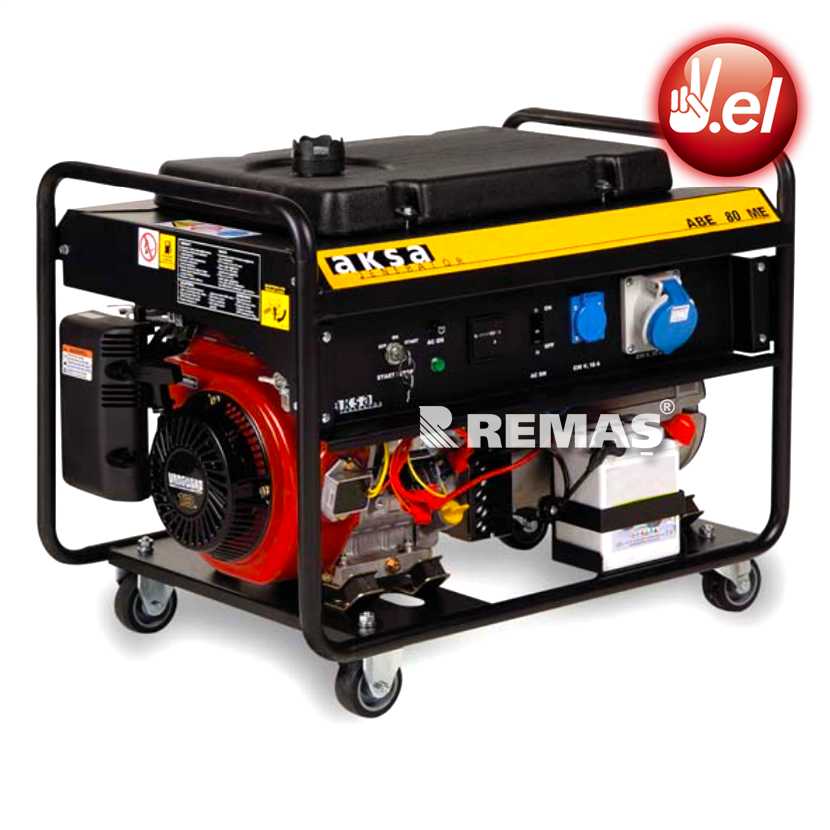 8 kVA Aksa ABE 80 ME Monofaze Marşlı Benzinli Jeneratör