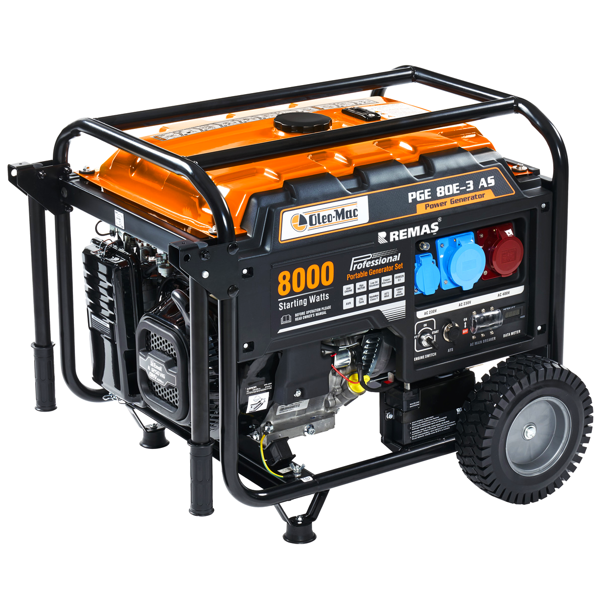 Oleo-Mac PGE 80E-3 EUR5 Marşlı 8 kVA Dual Benzinli Jeneratör