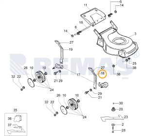 Yükseklik Ayar Kolu Düz - Ön Taraf OLEOMAC G44PK - G48PK - G53PK - EFCO LR44PK - LR48PK Çim Biçme Makineleri