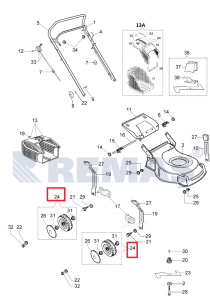 Ön Teker - Arka Teker OLEOMAC G44PE - G48PE - G48PK - G53PK İtmeli Model Çim Biçme Makinesi
