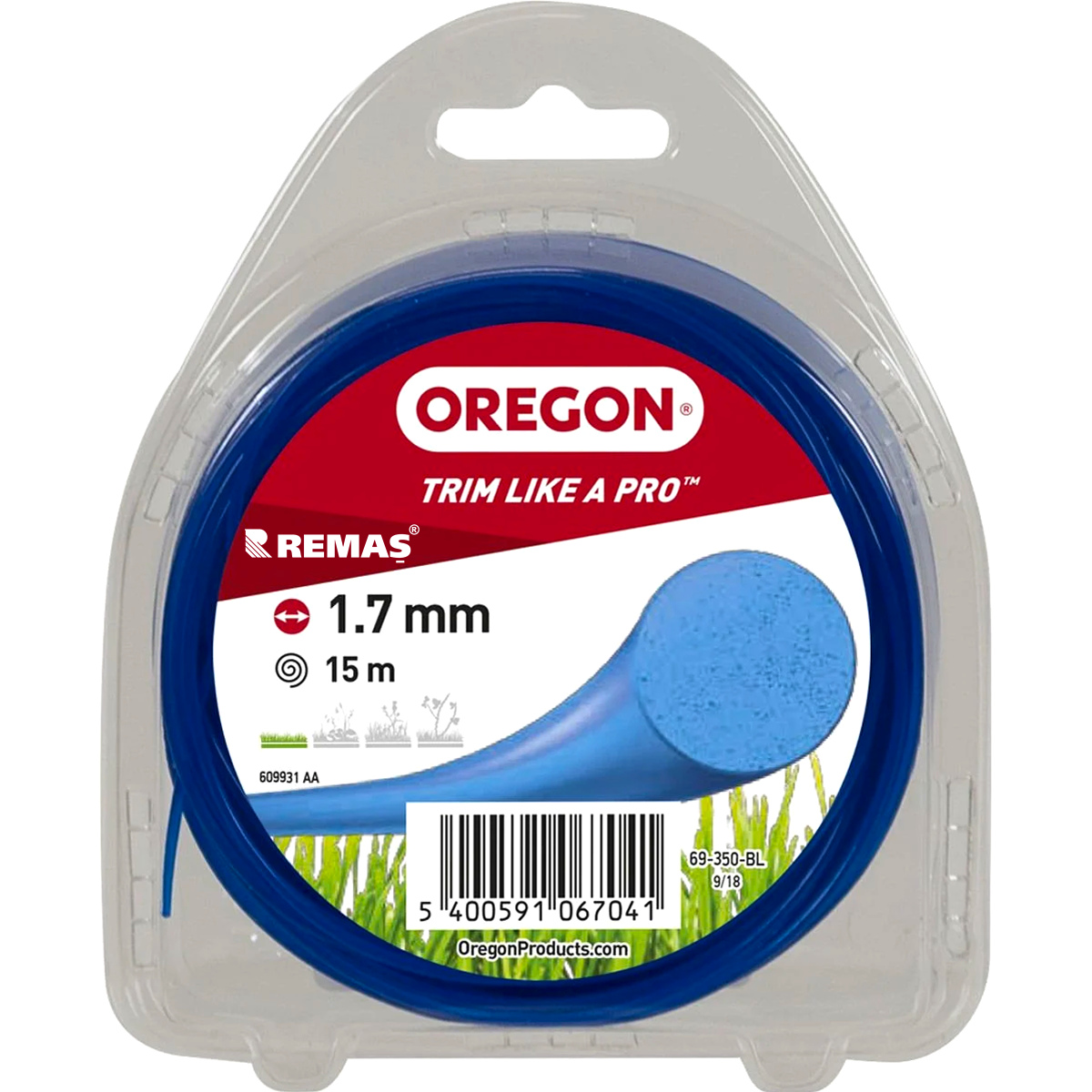Oregon Misina 1.7 mm - 15 metre - MAVİ - Yuvarlak Tırpan Misinası