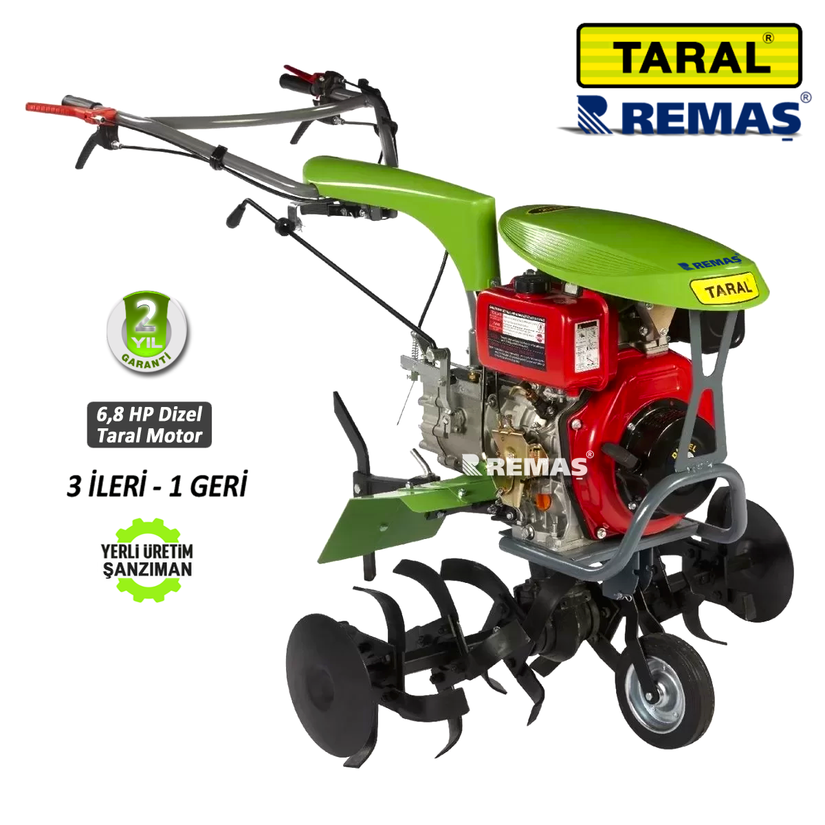 TARAL 23 M 178F-FD 7 HP 3 ileri - 1 geri Şanzımanlı Dizel Çapa Makinası