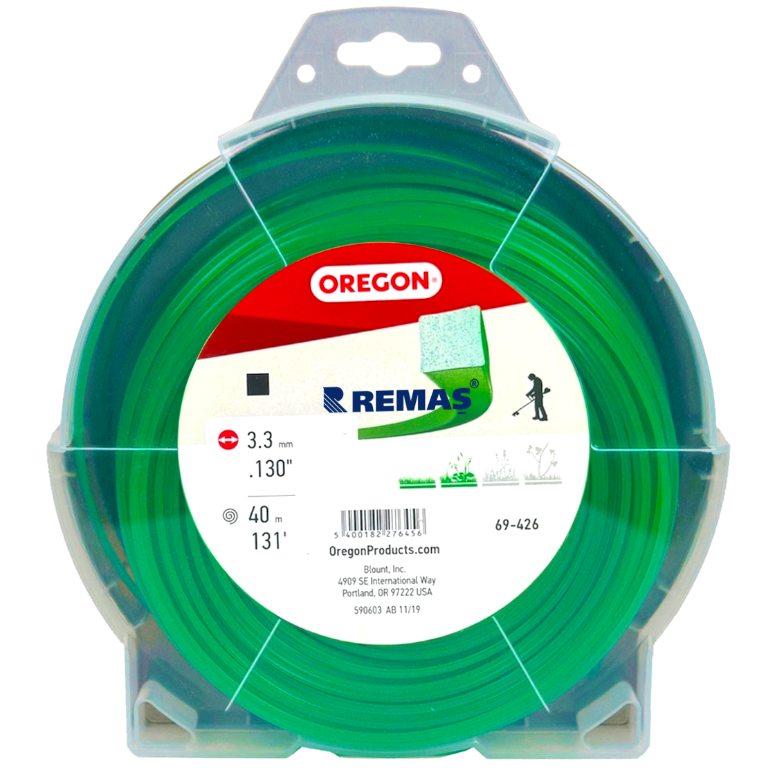 Oregon Misina 3.3 mm - 40 metre - 4 Köşe Yeşil Renk Tırpan Misinası