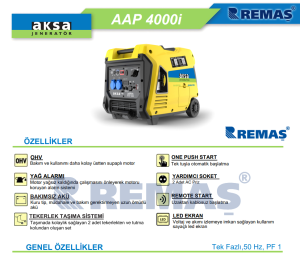 Aksa AAP 4000i Inverter 4 kVA Monofaze Benzinli Jeneratör