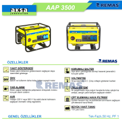 Aksa AAP 3500 İpli 3.5 kVA Benzinli Jeneratör