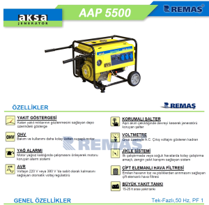 Aksa AAP 5500 İpli 5.5 kVA Benzinli Jeneratör