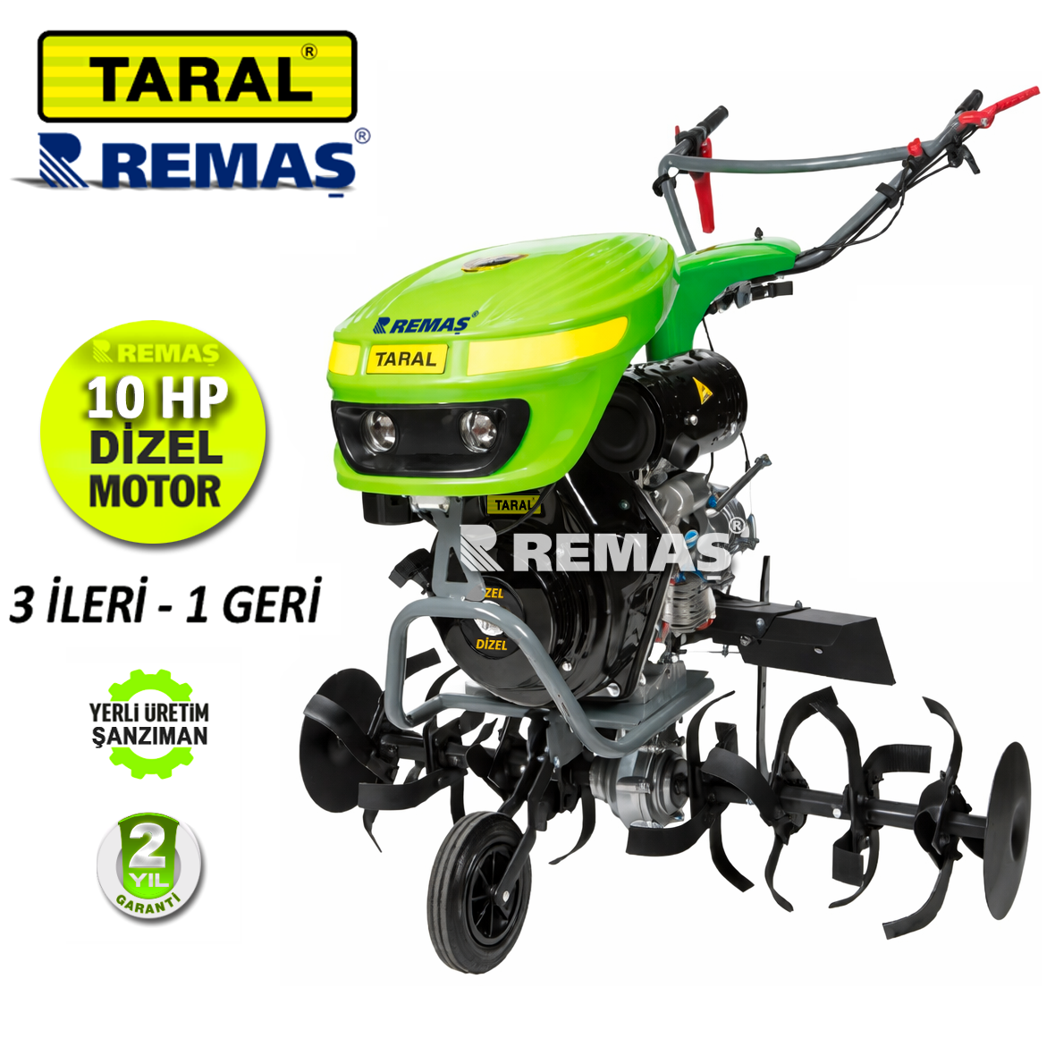 TARAL 23 M 186 FE Marşlı 10 HP 3 ileri - 1 geri Şanzımanlı Dizel Çapa Makinası