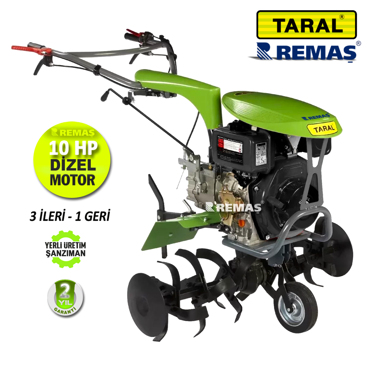 TARAL 23 M 186 Marşlı 10 HP 3 ileri - 1 geri Şanzımanlı Dizel Çapa Makinası