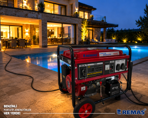 Remaş RM 7500 E Monofaze Marşlı 8 kVA Benzinli Jeneratör