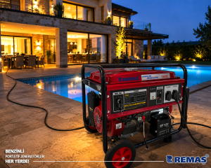 Remaş RM 7500 E Monofaze Marşlı 8 kVA Benzinli Jeneratör