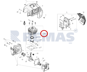 Silindir Piston Segman Set 40 mm OLEOMAC BCH40T - BCH40BP  - BCH400T - BCH400BP - EFCO DSH400T - DSH400BP Tırpanlar