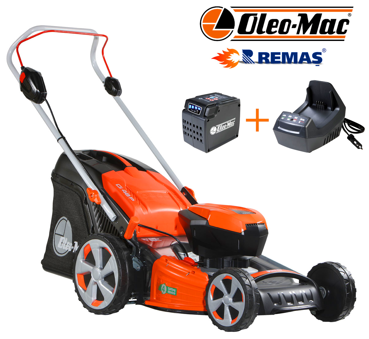 Oleo-Mac Gi 48 P İtmeli Şarjlı 5.0 Ah Akülü Çim Biçme Makinesi
