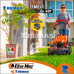 Oleo-Mac Gi 48 P İtmeli Şarjlı 5.0 Ah Akülü Çim Biçme Makinesi