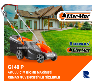 Oleo-Mac Gi 40 P İtmeli Şarjlı 5.0 Ah Akülü Çim Biçme Makinesi