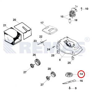 Pervane 17 mm OLEOMAC G44PE - G48PE- EFCO LR44PE - LR48PE Elektrikli Çim Biçme Makinesi