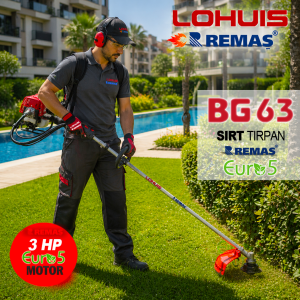 Lohuis Remaş BG63 Benzinli Motorlu 3 HP Sırt Tırpan Ot Çalı Tırpanı