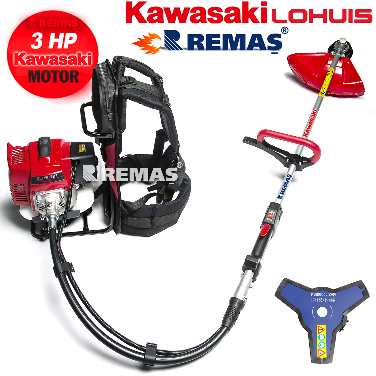 Kawasaki Lohuis TJ53E BG520 Sırt Tip 3,0 HP Benzinli Motorlu Tırpan