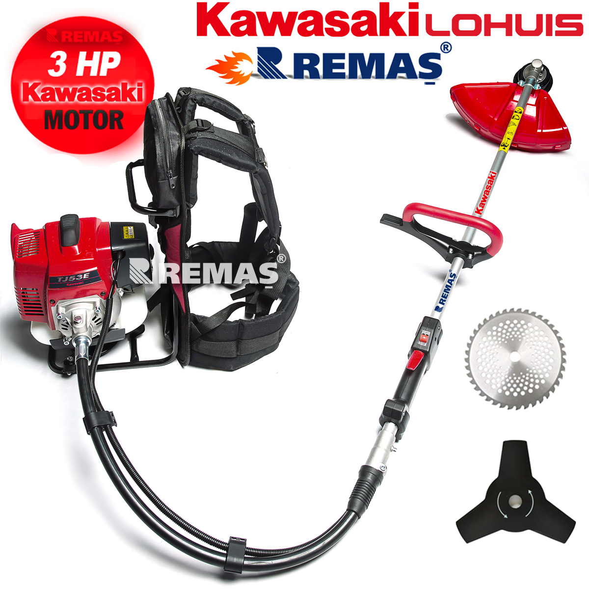 Kawasaki Lohuis TJ53E BG522 Sırt Tip 3,0 HP Benzinli Motorlu Tırpan