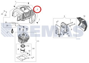 Üst Kaporta OLEOMAC BCH50T - BCH50BP - BCH500T - BCH500BP Tırpanlar