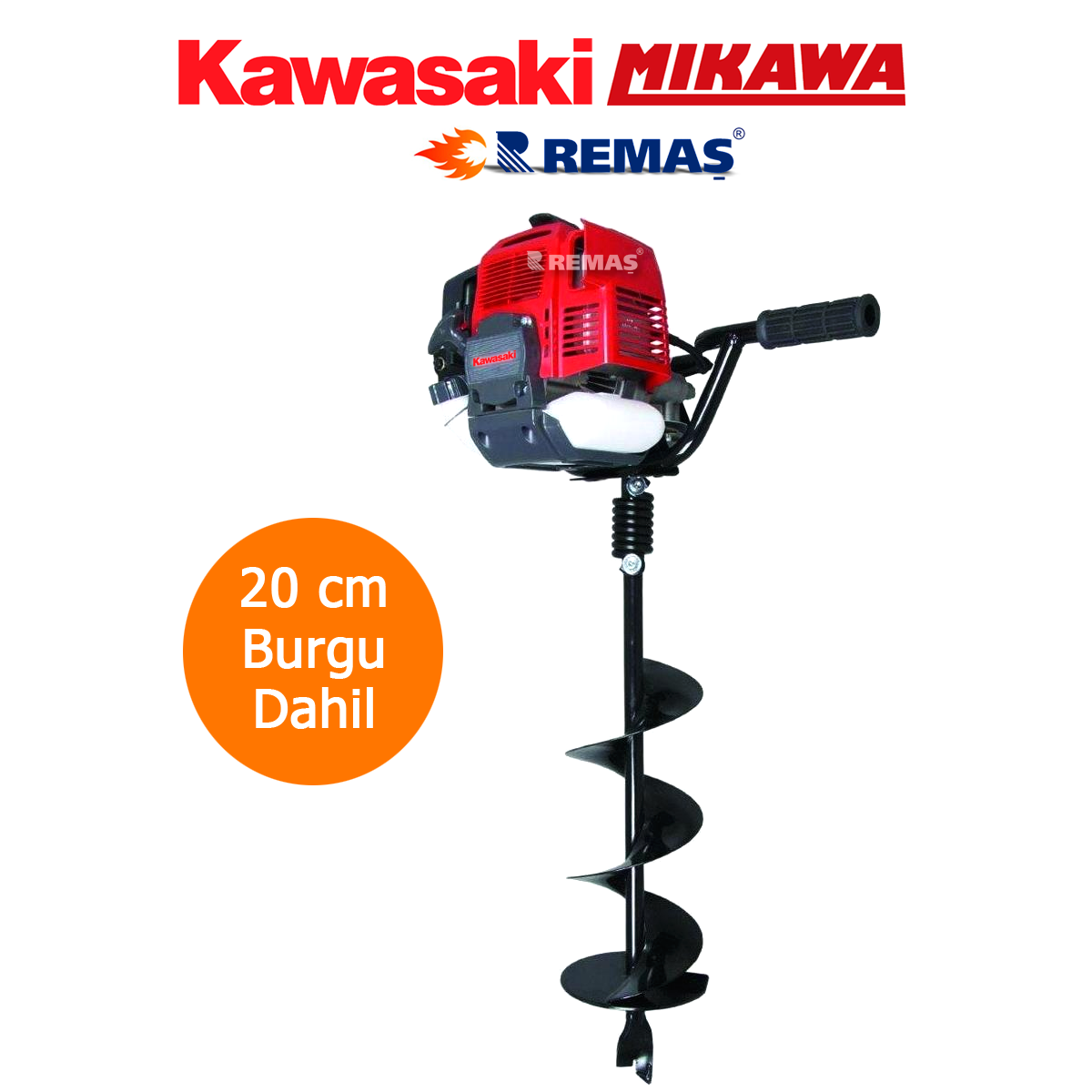 Kawasaki Mikawa TJ53E AUG 500 3 HP Benzinli Motorlu 20 CM Toprak Burgu Makinası