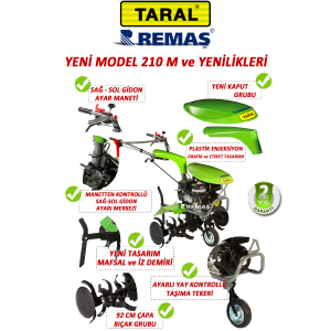 Taral 210 M İpli 6,5 HP Şanzımanlı Çapalama Benzinli Çapa Makinesi