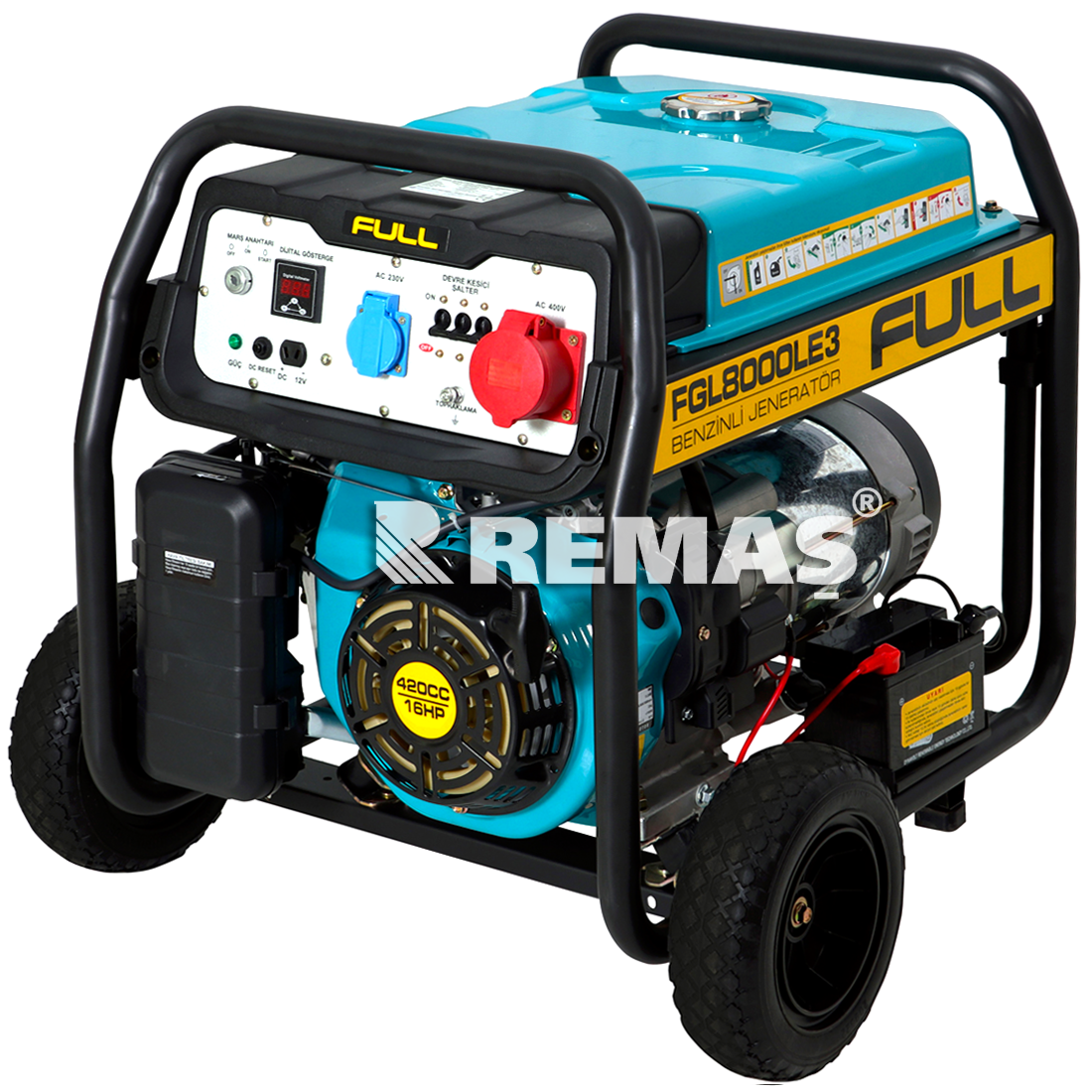 FULL FGL 8000 LE3 Marşlı 8.1 kVA Trifaze Benzinli Jeneratör