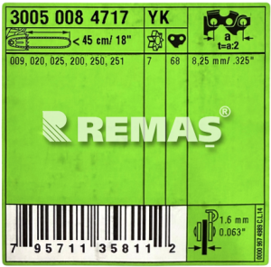 Stihl Kılavuz - Pala 34 Diş 3/25 Makaralı 1,6 mm 45 cm