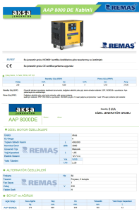 Aksa AAP 8000 DEK Marşlı 8 KVA Kabinli Monofaze Dizel Jeneratör